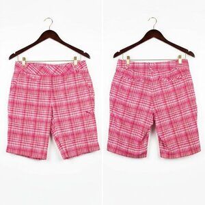 Puma Bremuda Women's Golf Shorts Pink & White Plaid Bermuda Style - Size 4